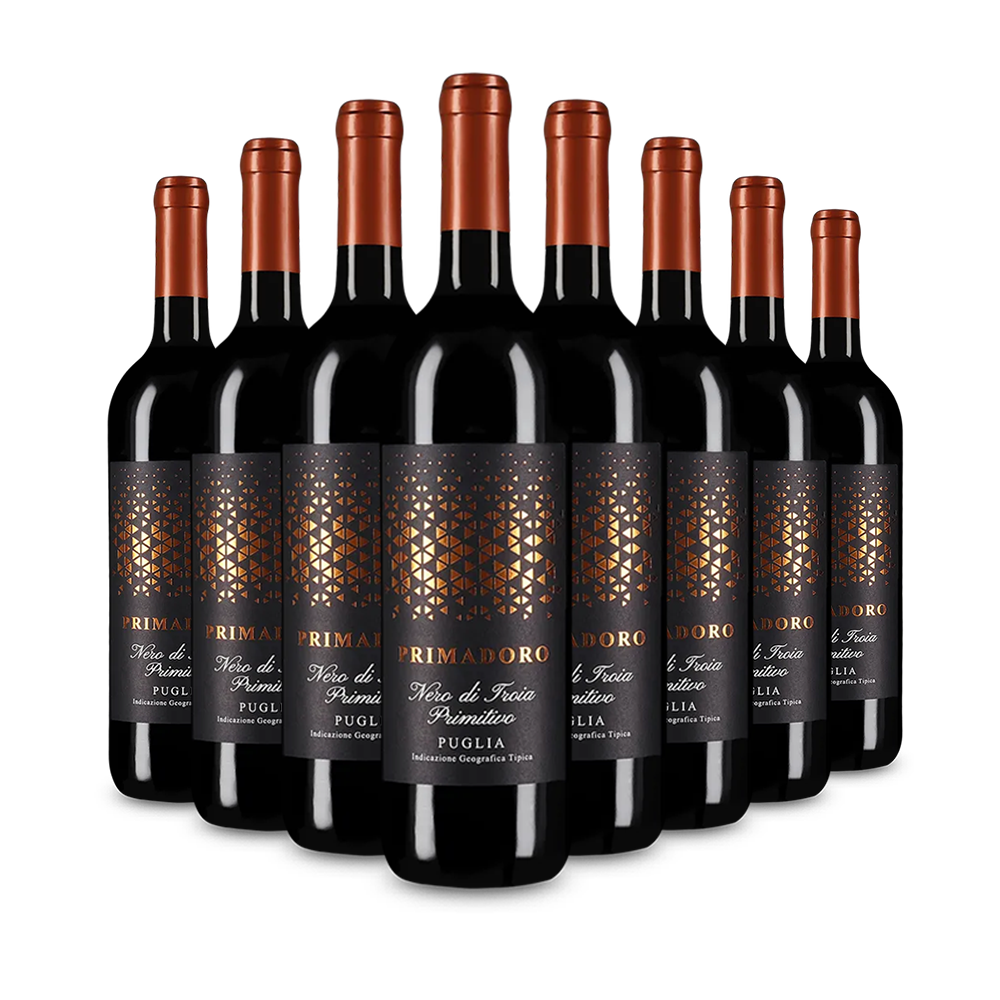 8 Flaschen Primadoro Nero di Troia Primitivo 2024 – Gold