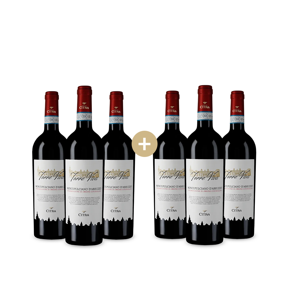 3+3 Flaschen Torre Viva Montepulciano d'Abruzzo 2024 – Gold