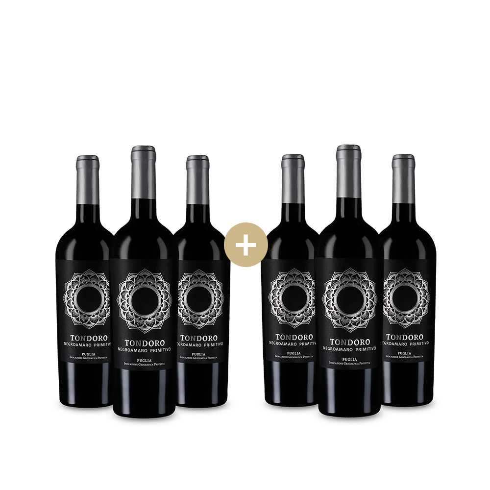 3+3 Flaschen Tondoro Negroamaro Primitivo 2023 – Gold