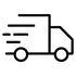 Lieferwagen-Symbol, das in Bewegung dargestellt ist, mit Linien, die Geschwindigkeit andeuten.