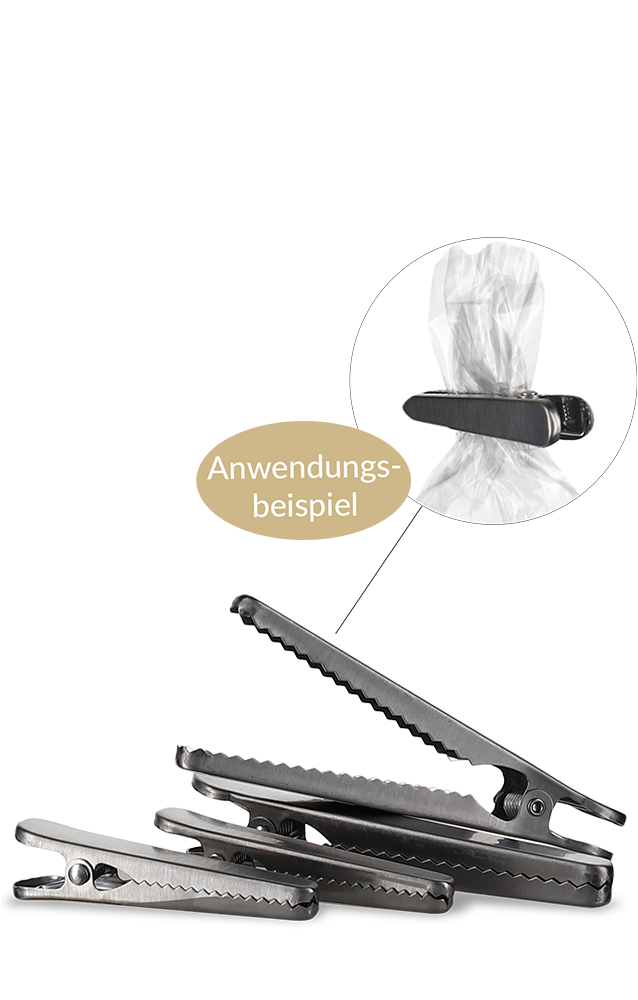 Weinfürst Verschlussklammern aus Edelstahl in zwei Größen im 4er-Set