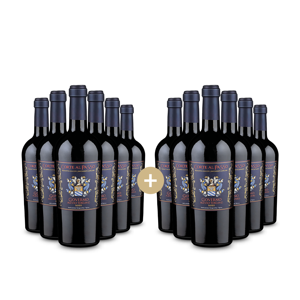 6+6 Flaschen Corte al Passo Governo All'Uso Toscano 2023 – Gold