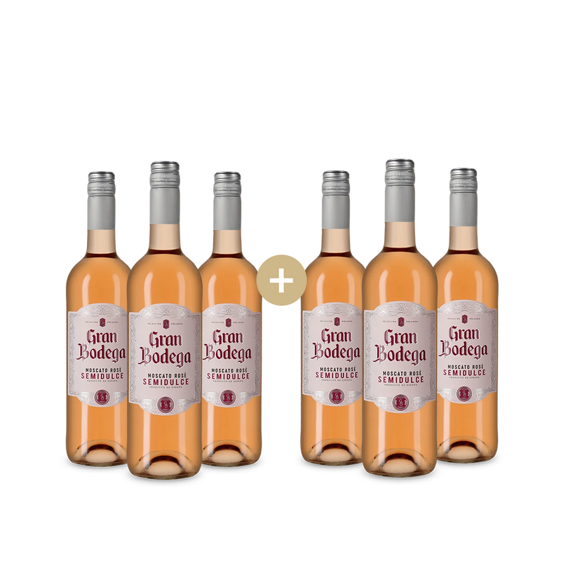 3+3 Flaschen Moscato Rosé semidulce 2024 – Gold