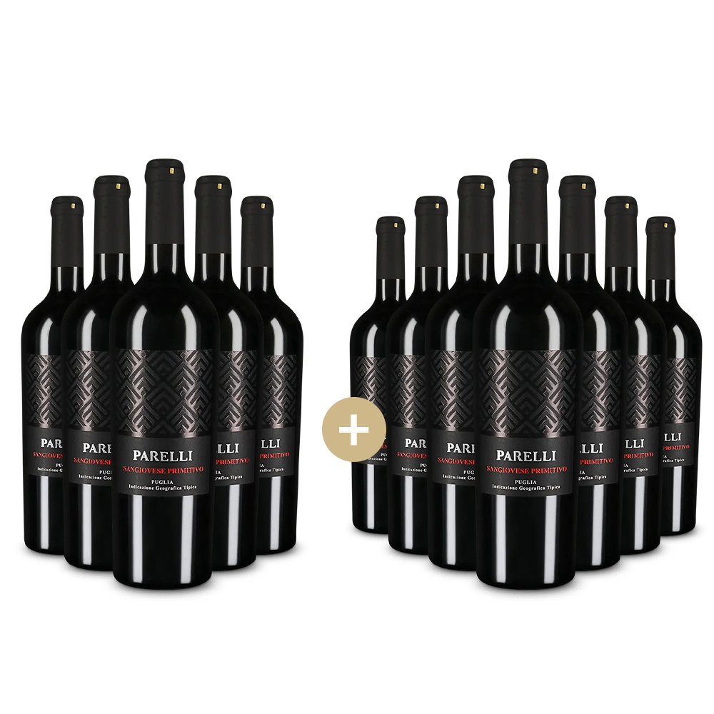 5+7 Flaschen Parelli Sangiovese Primitivo 2024 – Gold