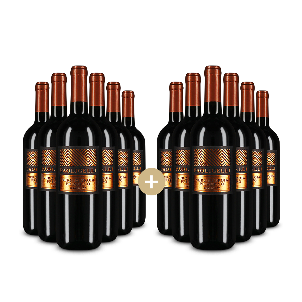 6+6 Flaschen Paolicelli Nero di Troia Primitivo 2024 – Gold