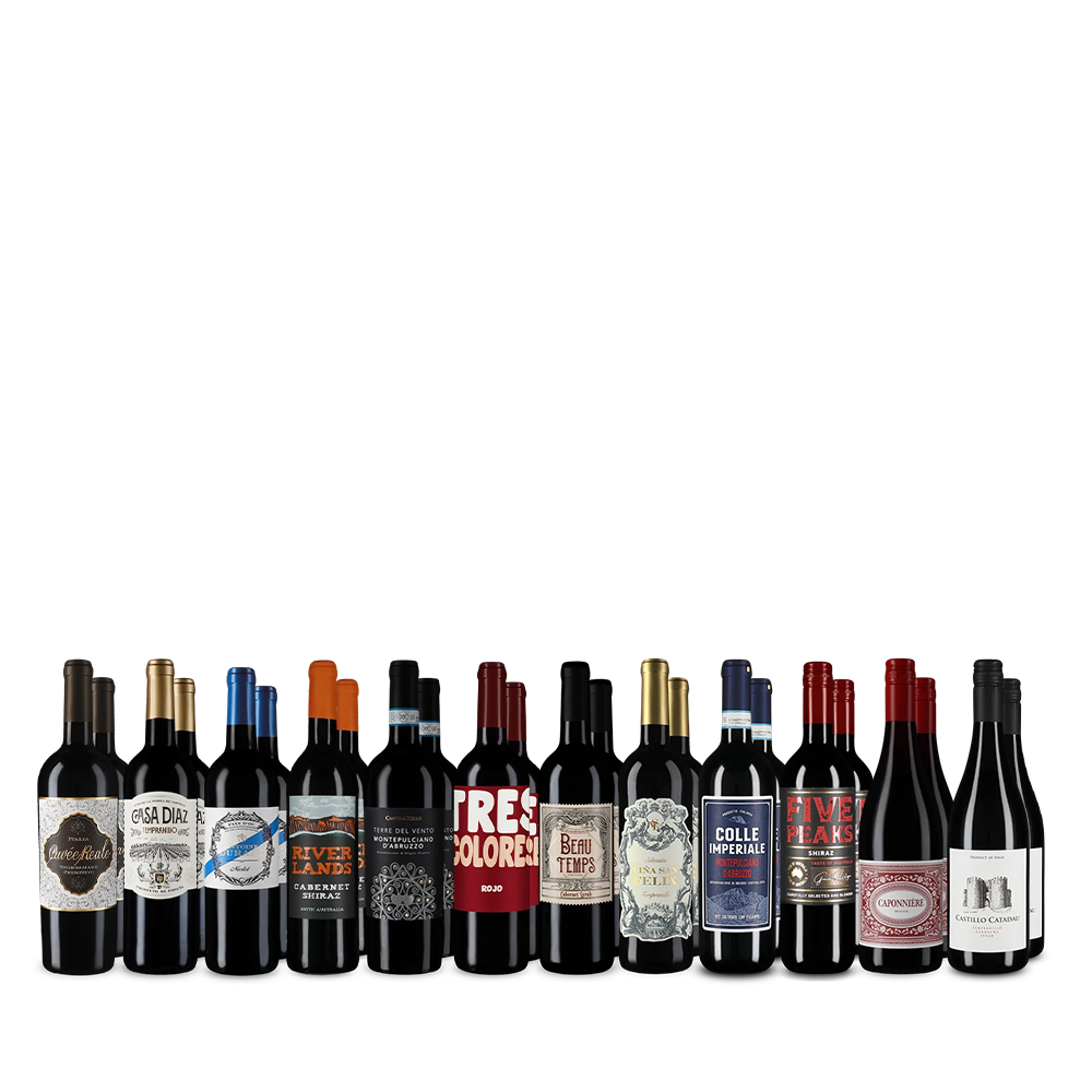 Internationale Rotwein-Stars im 12x2-Paket – Gold