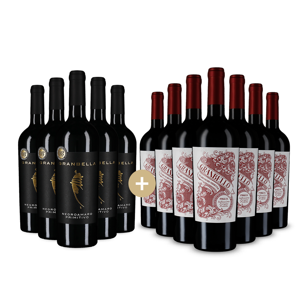5+7 Flaschen apulische Rotwein-Hits von Granbella & Granbello – Gold