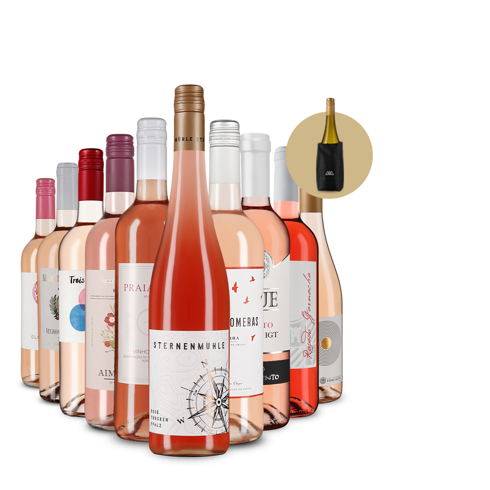 Europäische Rosé-Hits im 10er-Paket + Kühlmanschette – Gold